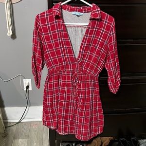 Red plaid tunic